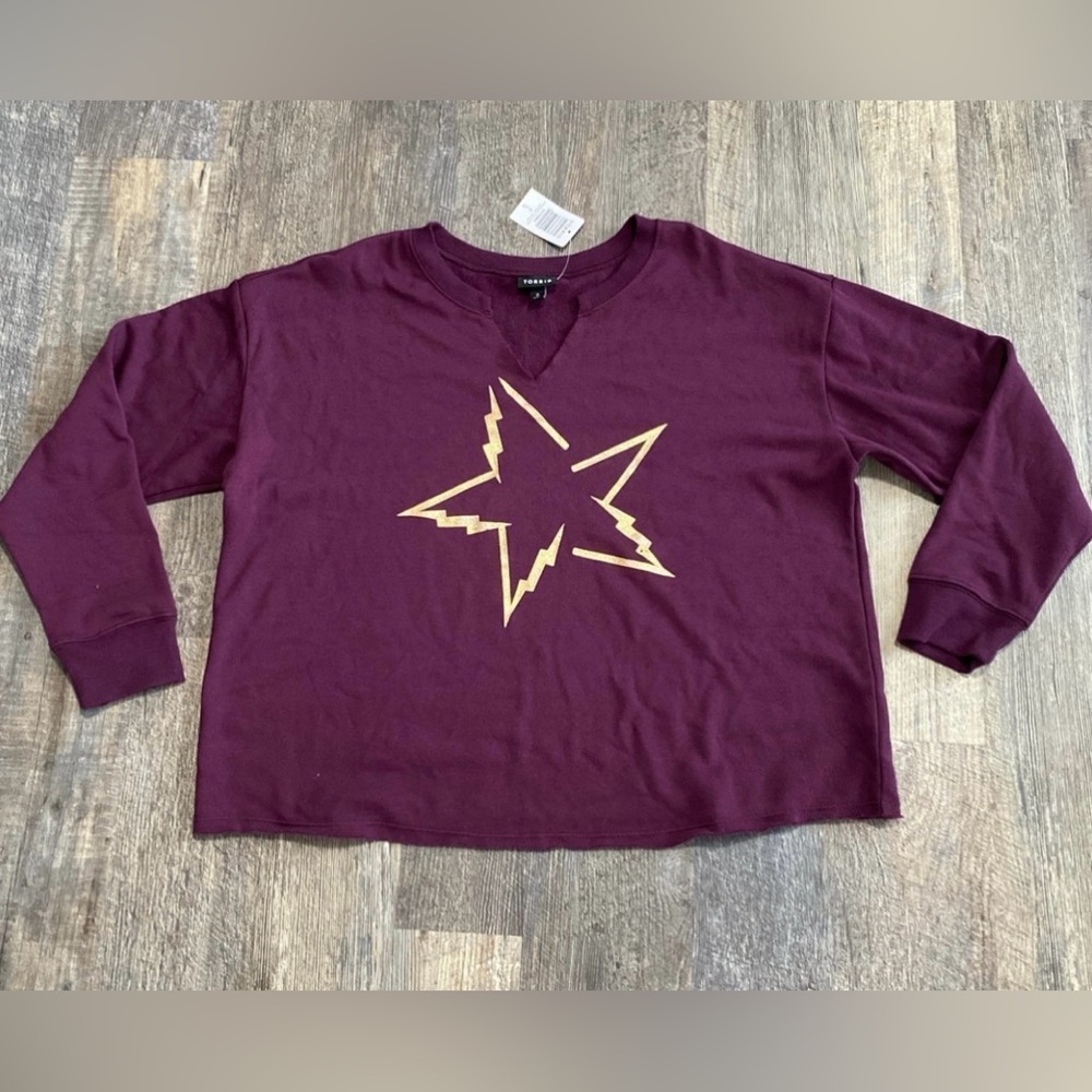 Torrid Women’s Crop Relaxed Purple/Burgundy Sweatshirt SZ 0/12/L